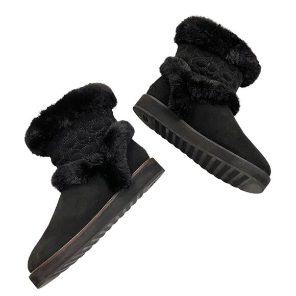 Coach Izzie Midcalf Black suede and faux fur boots/ bootie size 7.5B new! - Picture 3 of 7